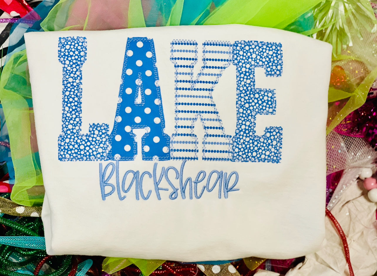 CUSTOM Embroidered with Diamond Stitching LAKE Blackshear Tee/Sweatshirt
