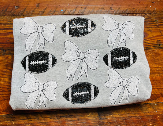 Custom Embroidered Bows & Football Tee/Sweatshirt
