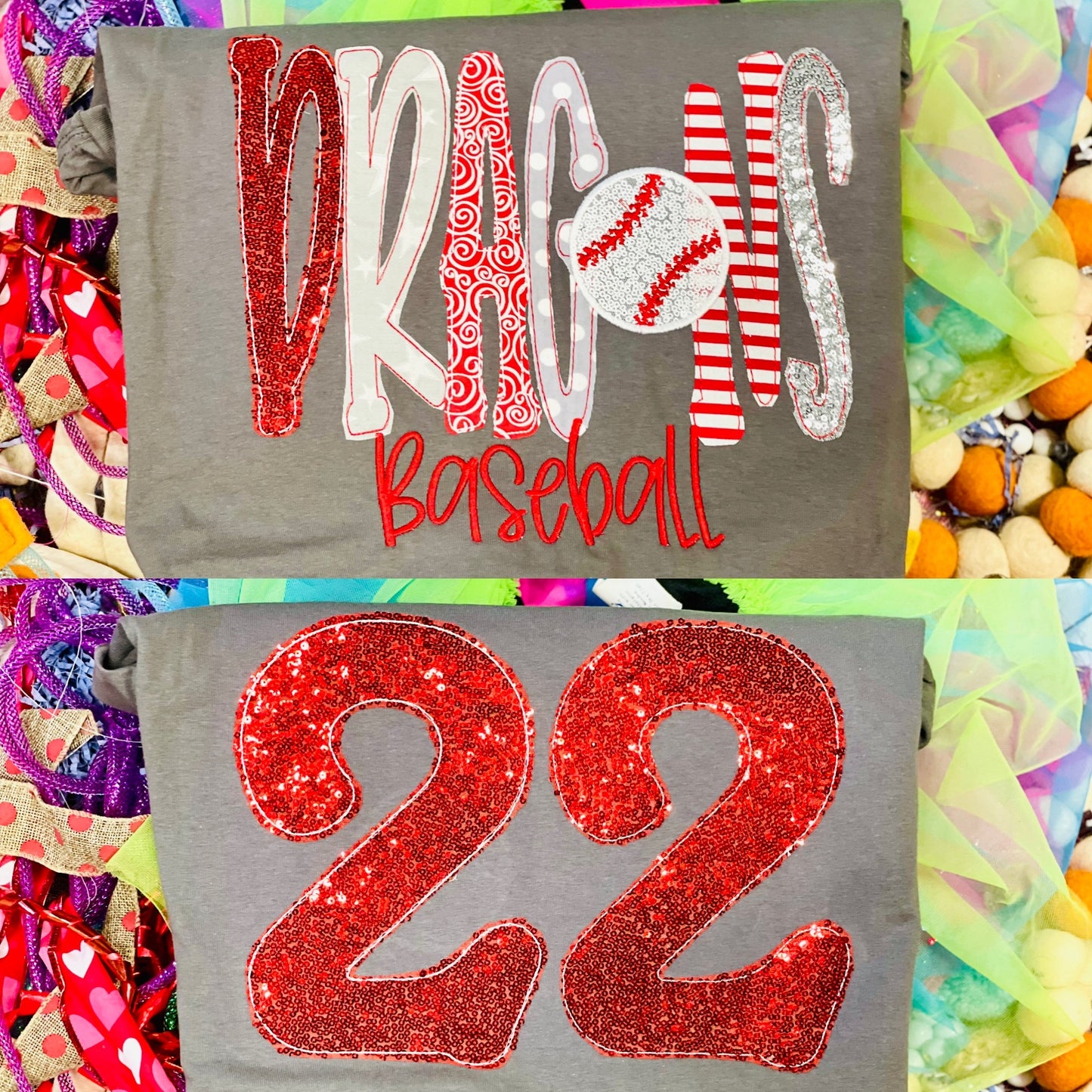 Custom Team Dragons Baseball Tee/Sweatshirt