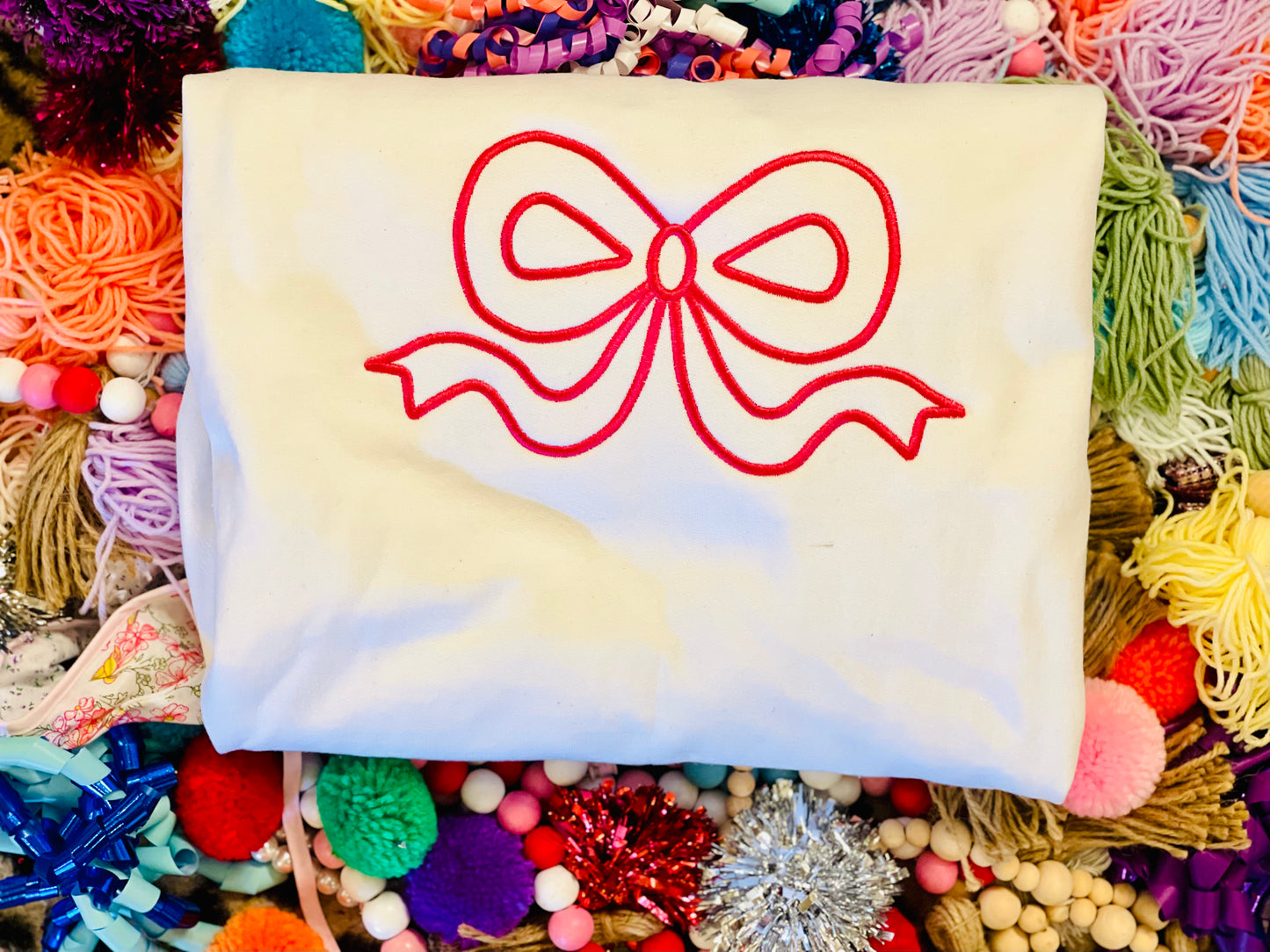 Embroidered Vintage Bow Tee or Sweatshirt, Any color shirt and any color thread!