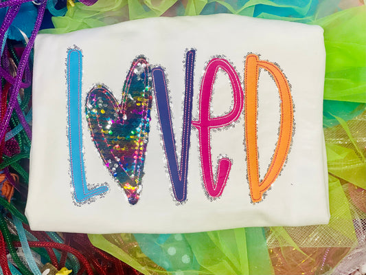 Embroidered with Sequins LOVED Sweatshirt