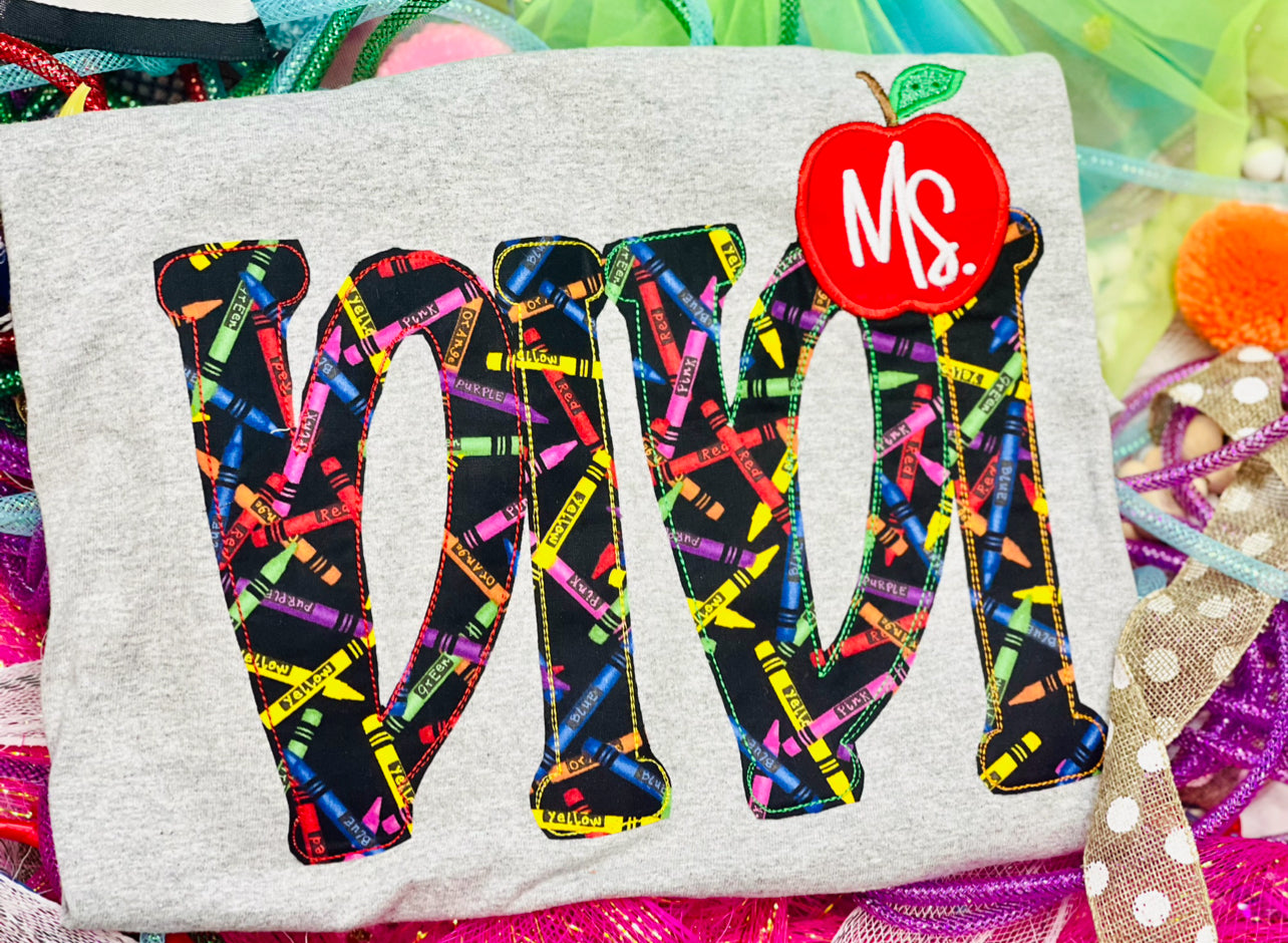 Embroidered Name in Pencil Fabric Sweatshirt/Tee