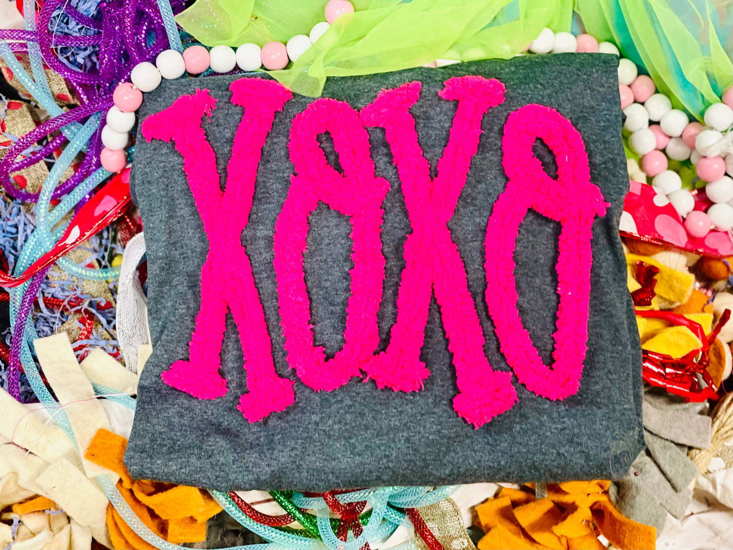 Embroidered Chenille Yarn ( PINK YARN) XOXO Sweatshirt