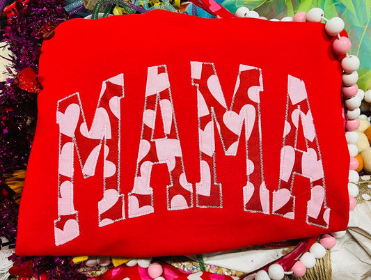 CUSTOM Embroidered MAMA Top with Hearts!