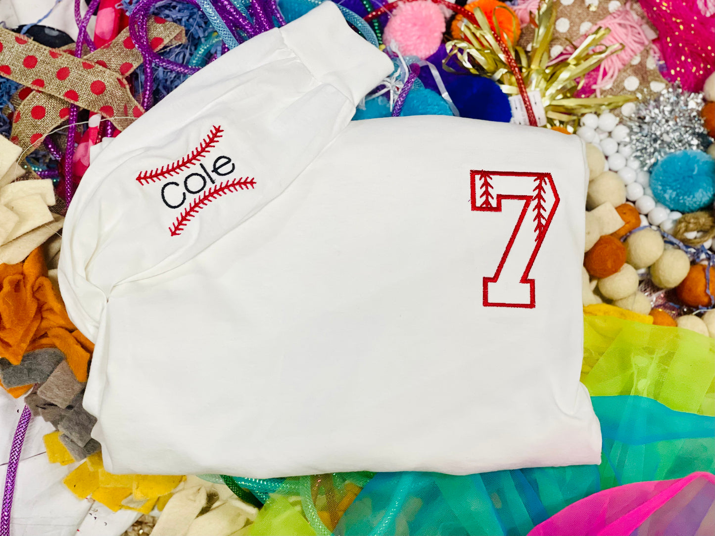 Custom Baseball Number Tee/Sweatshirt (Name on sleeve)