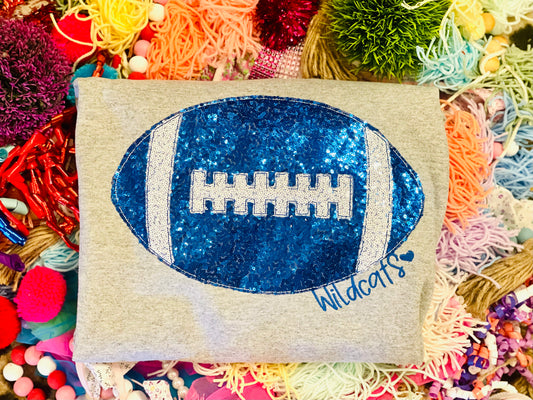 Embroidered Sequin Football Tee or Sweatshirt