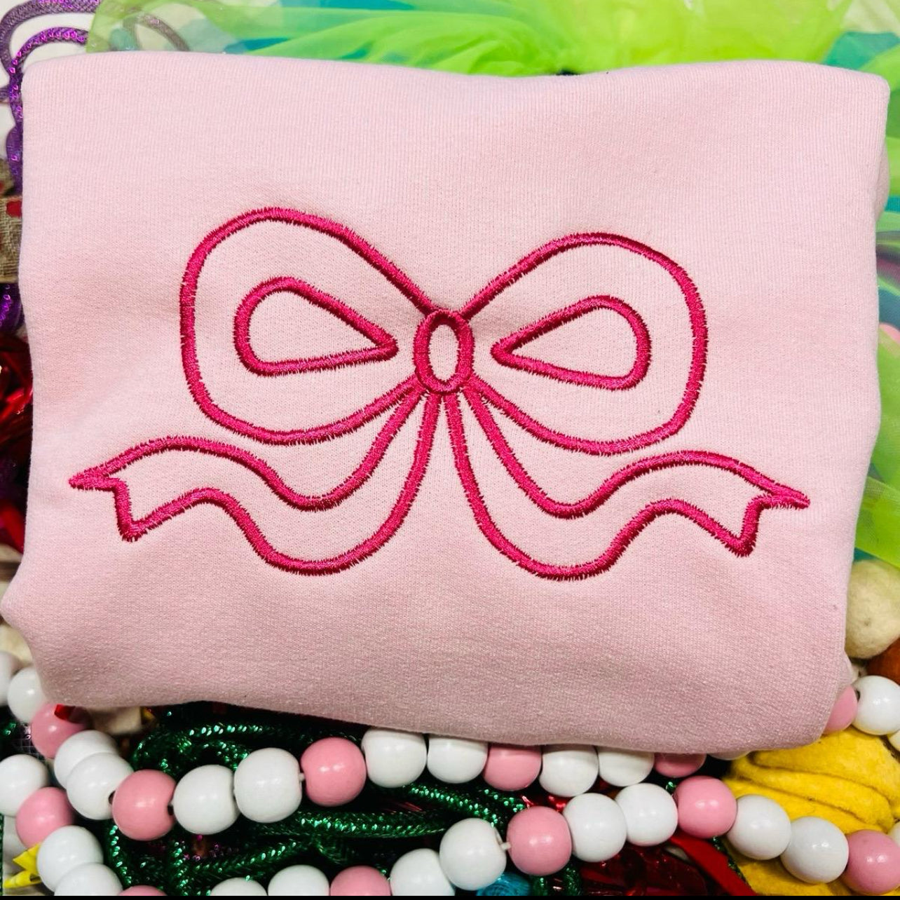 Embroidered Vintage Bow Tee or Sweatshirt, Any color shirt and any color thread!
