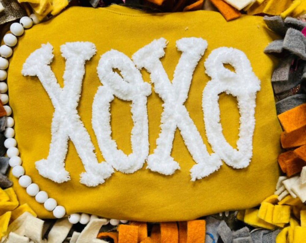 Embroidered Chenille Yarn XOXO Sweatshirt