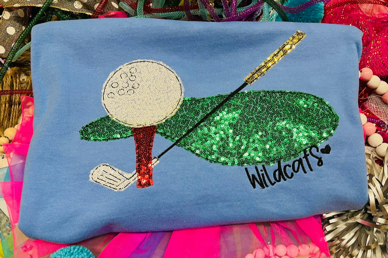 Embroidered Sequin Golf Tee or Sweatshirt
