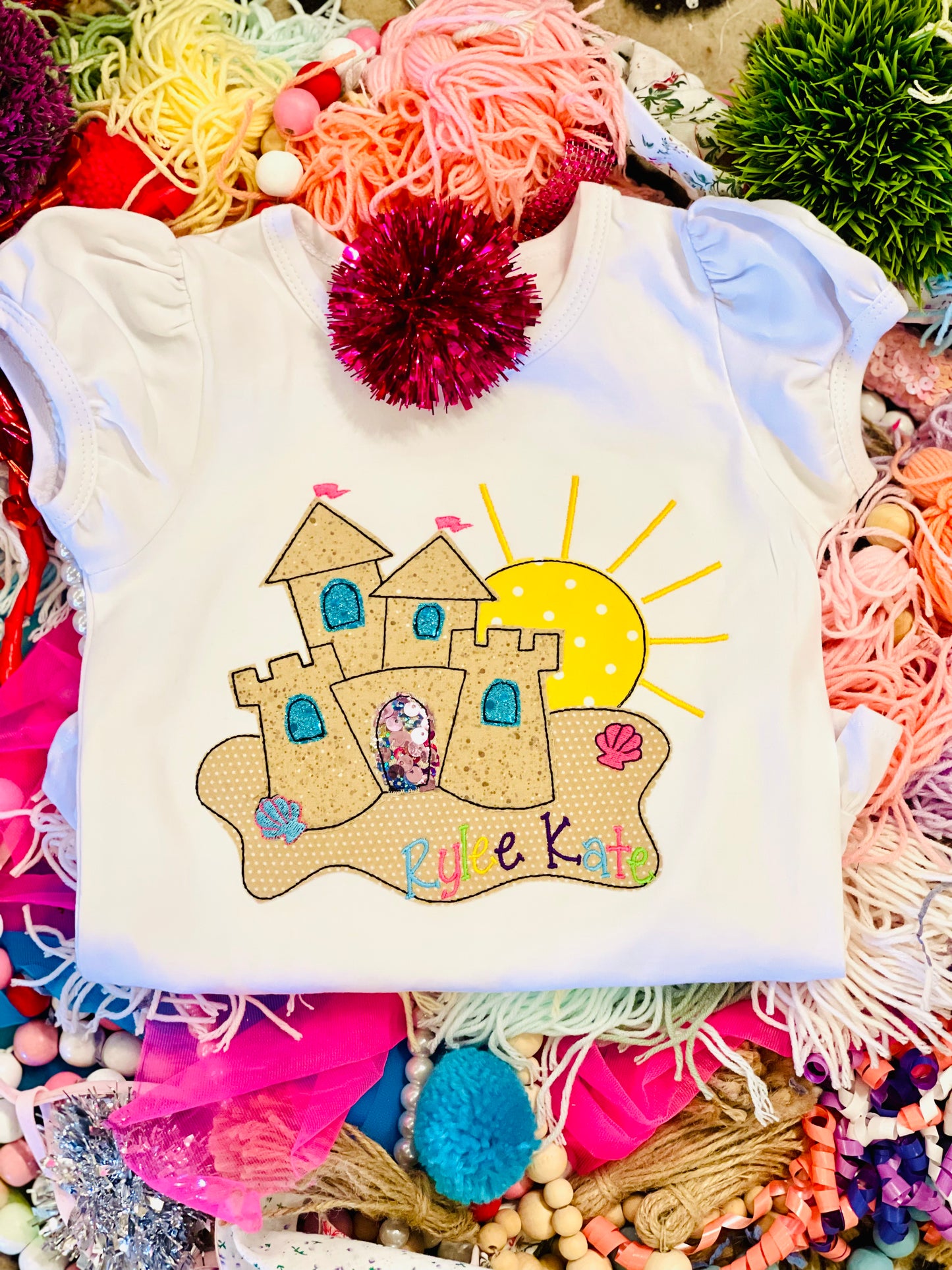 Custom Embroidery Sand Castle Shirt