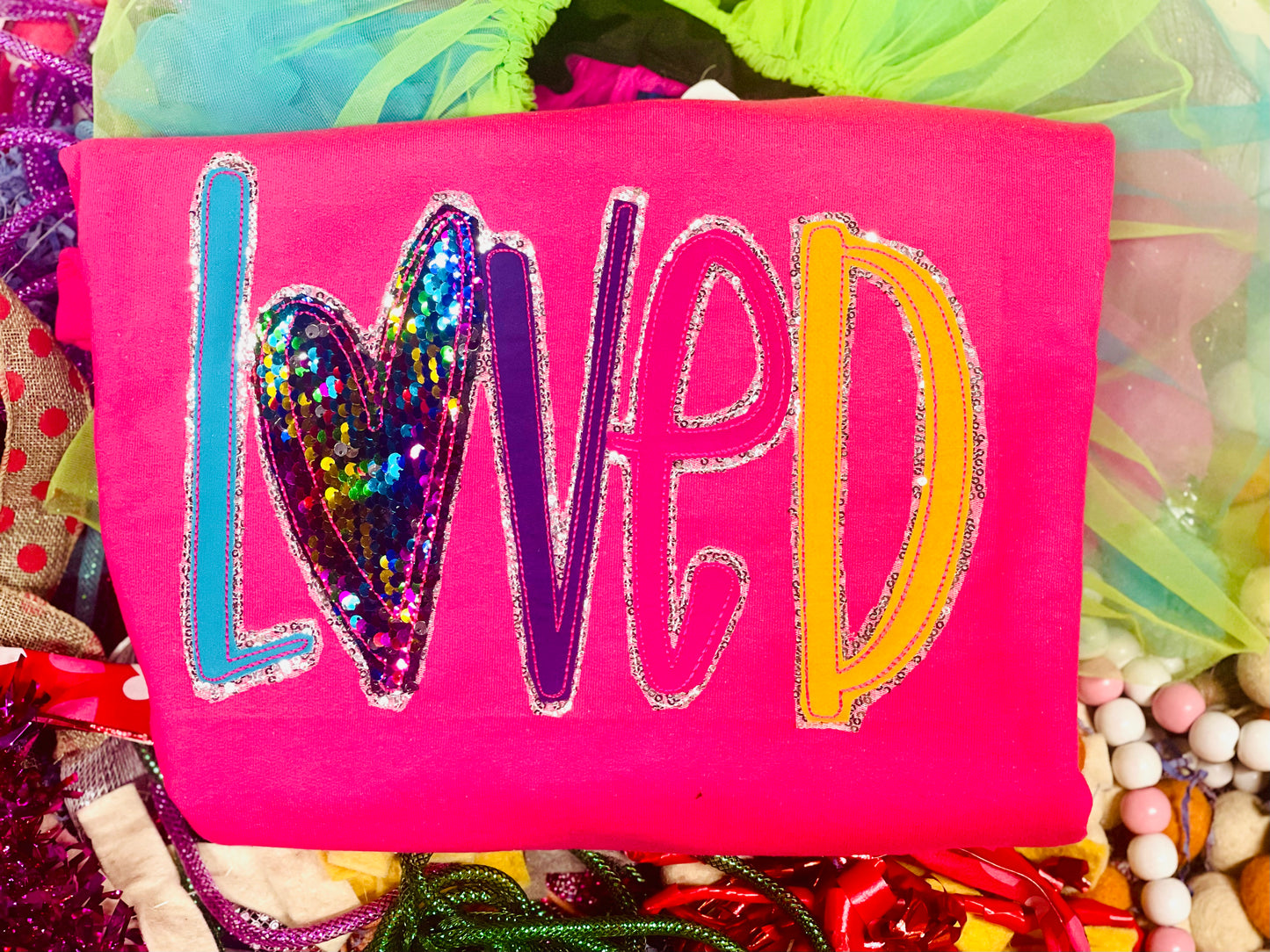 Embroidered with Sequins LOVED Sweatshirt