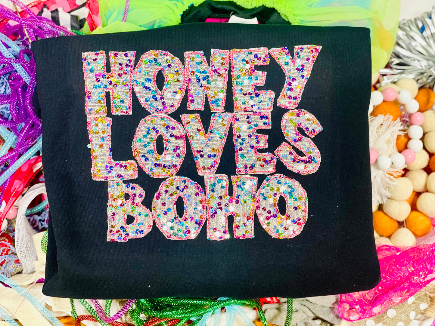 Embroidered Mascot Tee with Colorful Sequin Fabric - Can put ANY Mascot!