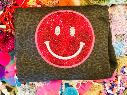 Embroidered Custom Sequin Smiley Tee