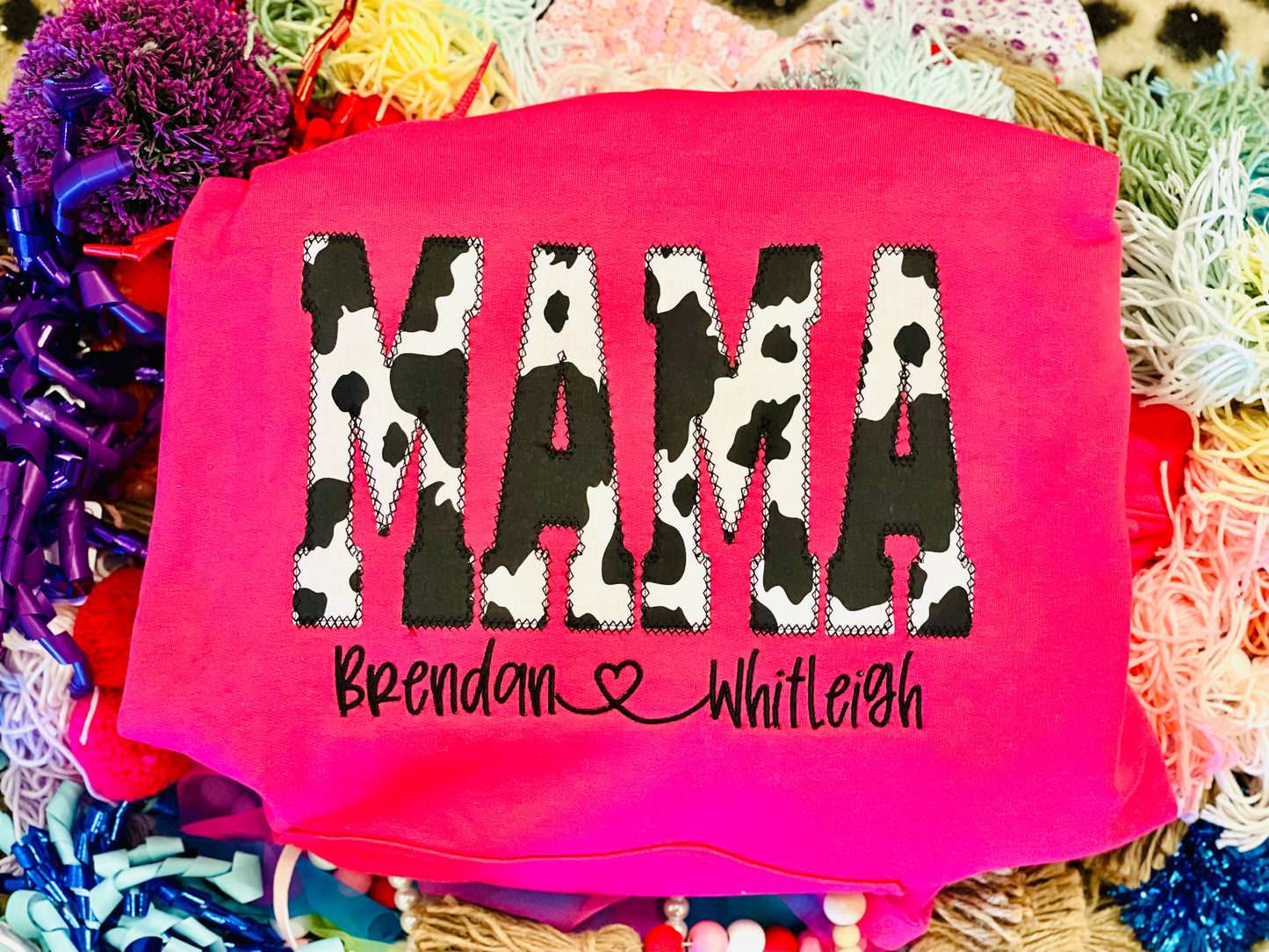 CUSTOM Embroidered MAMA with Cow tee/Sweatshirt!