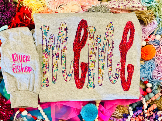 CUSTOM Embroidered MEME or any name tee!! Add name to sleeve