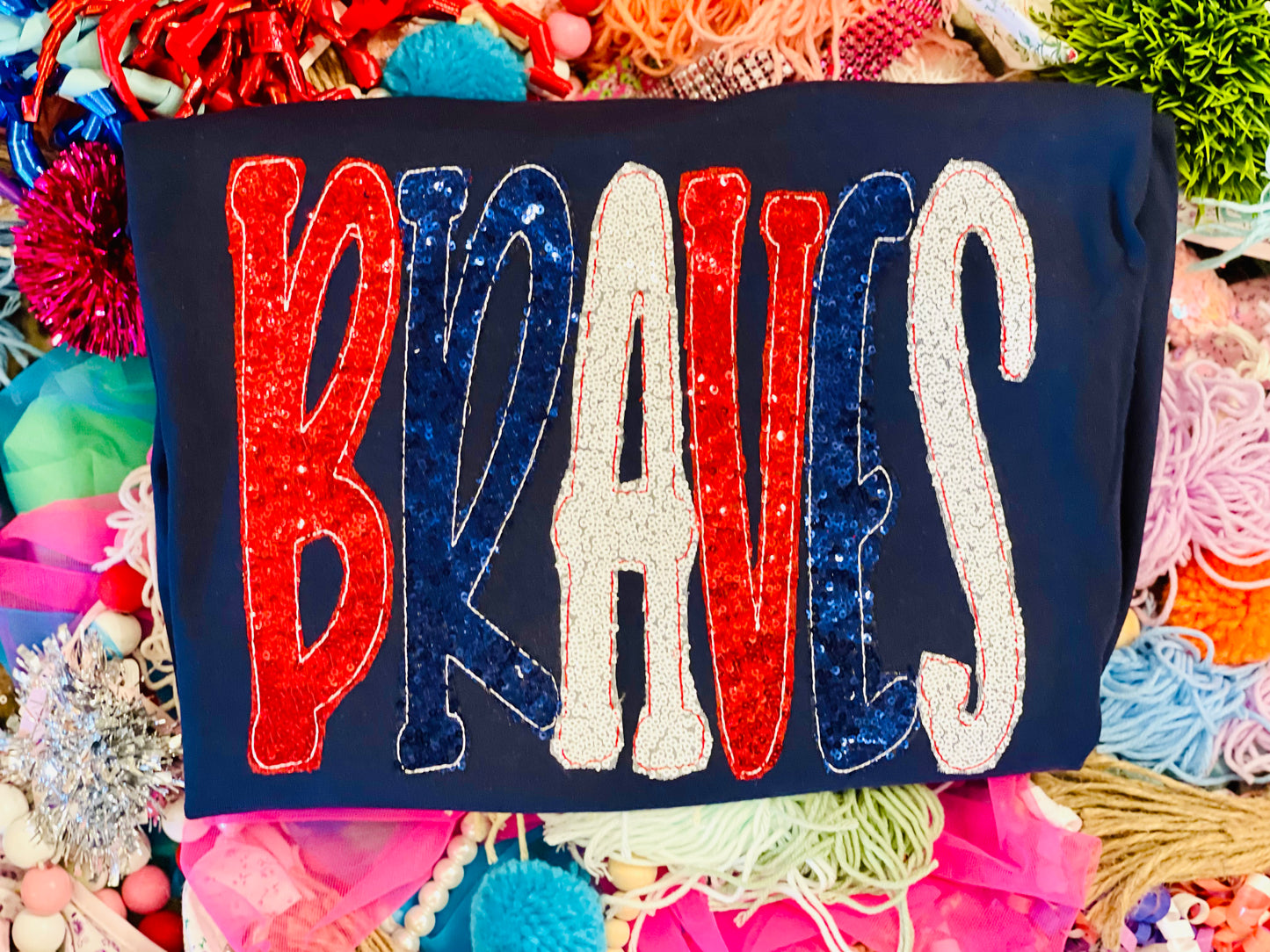Embroidered Custom Braves (Sequins) Tee/Sweatshirt