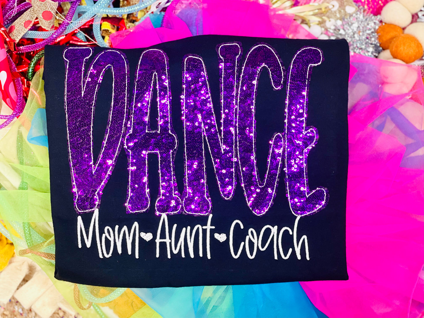 Custom Team purple sequin Dance Tee/Sweatshirt