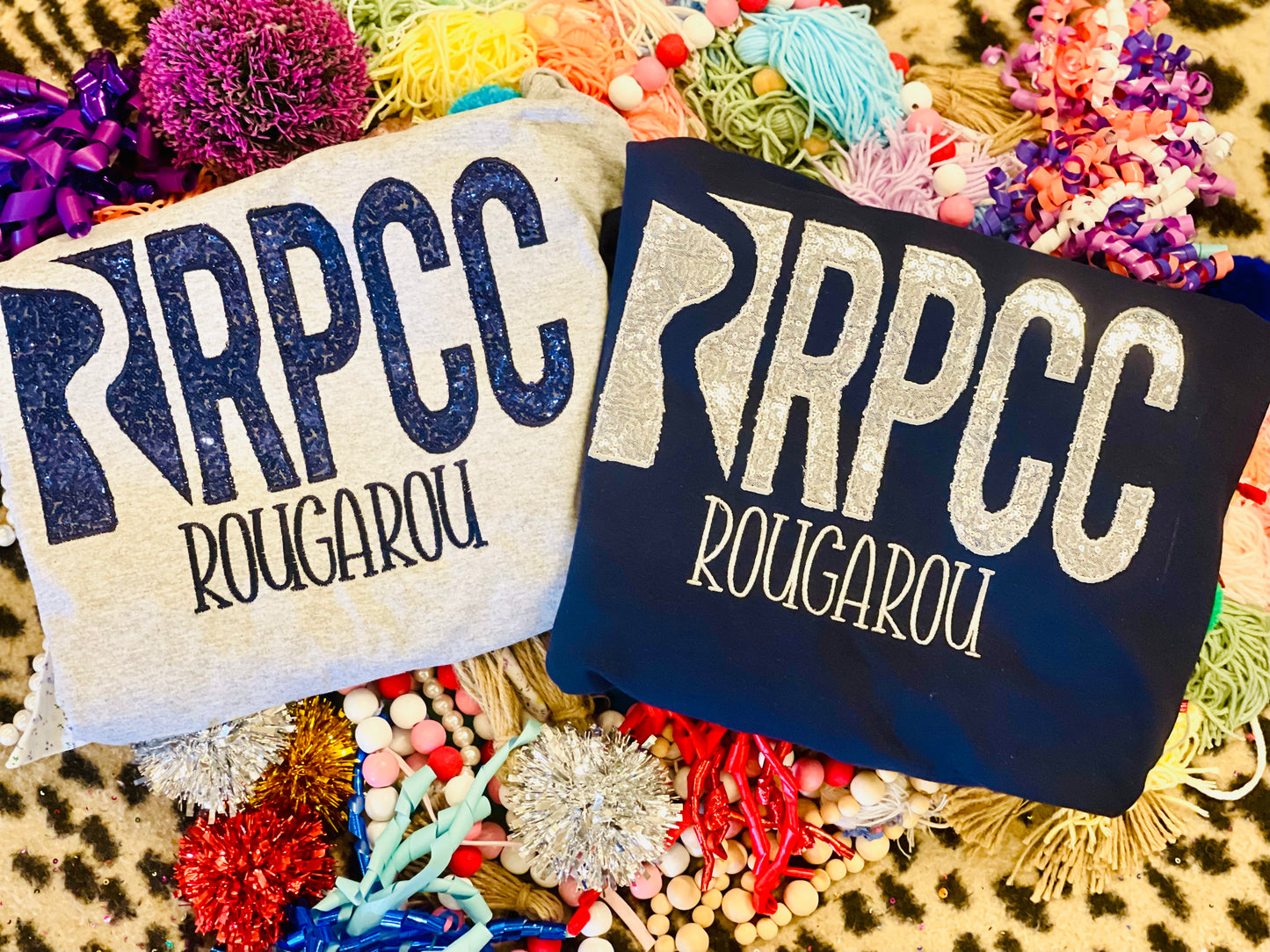 CUSTOM Embroidered Business Name Tee or Sweatshirt with sequin Color Fabrics