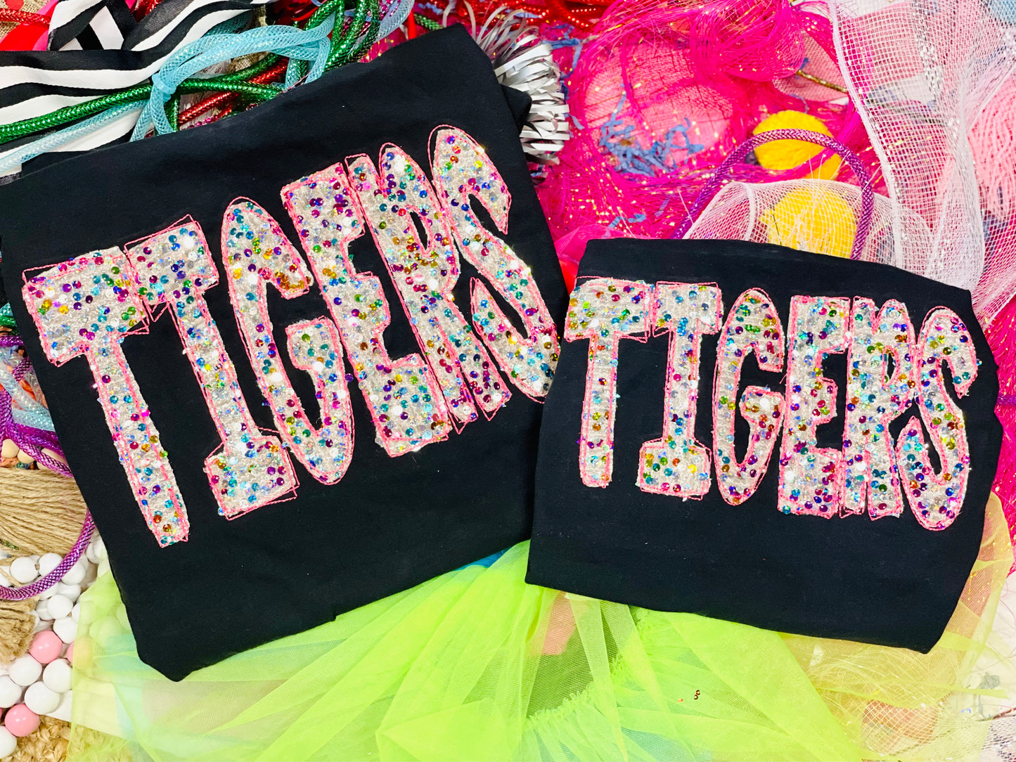 Embroidered Mascot Tee with Colorful Sequin Fabric - Can put ANY Mascot!