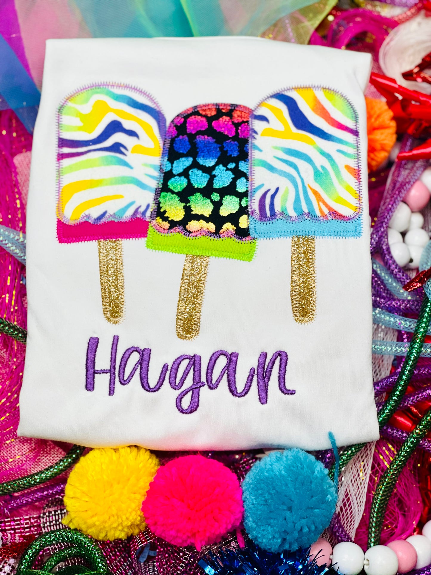 Custom Embroidery Popsicle Shirt