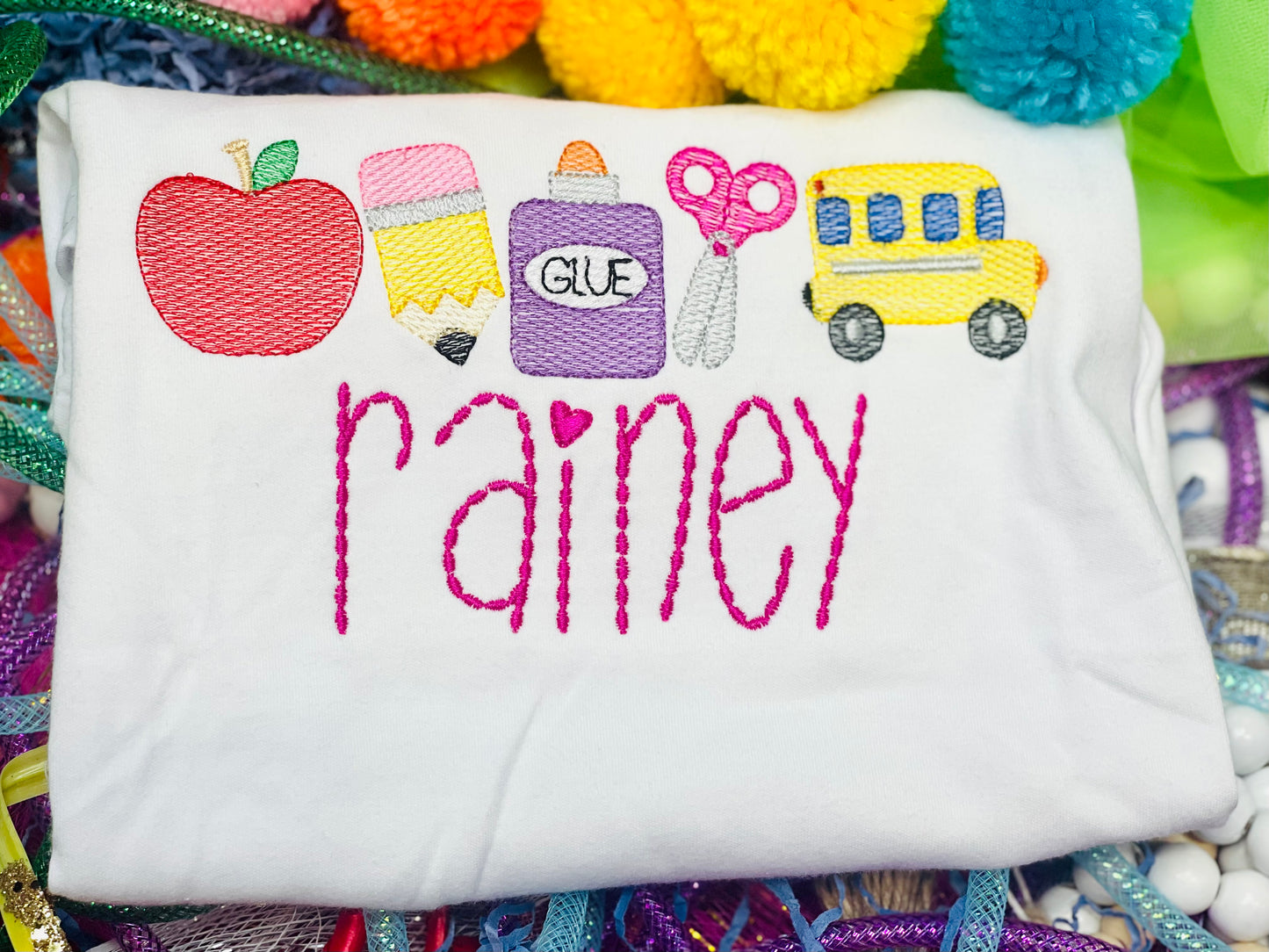 Custom Embroidery All Things School Shirt