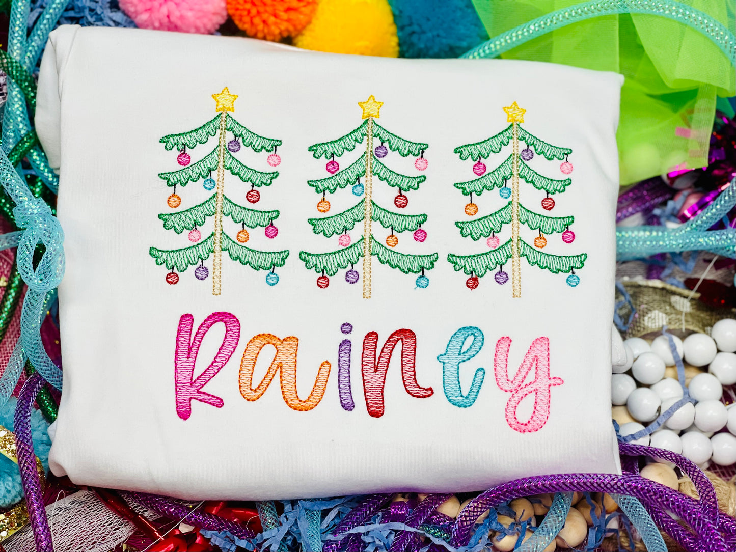 Custom Embroidery Christmas Tree Shirt