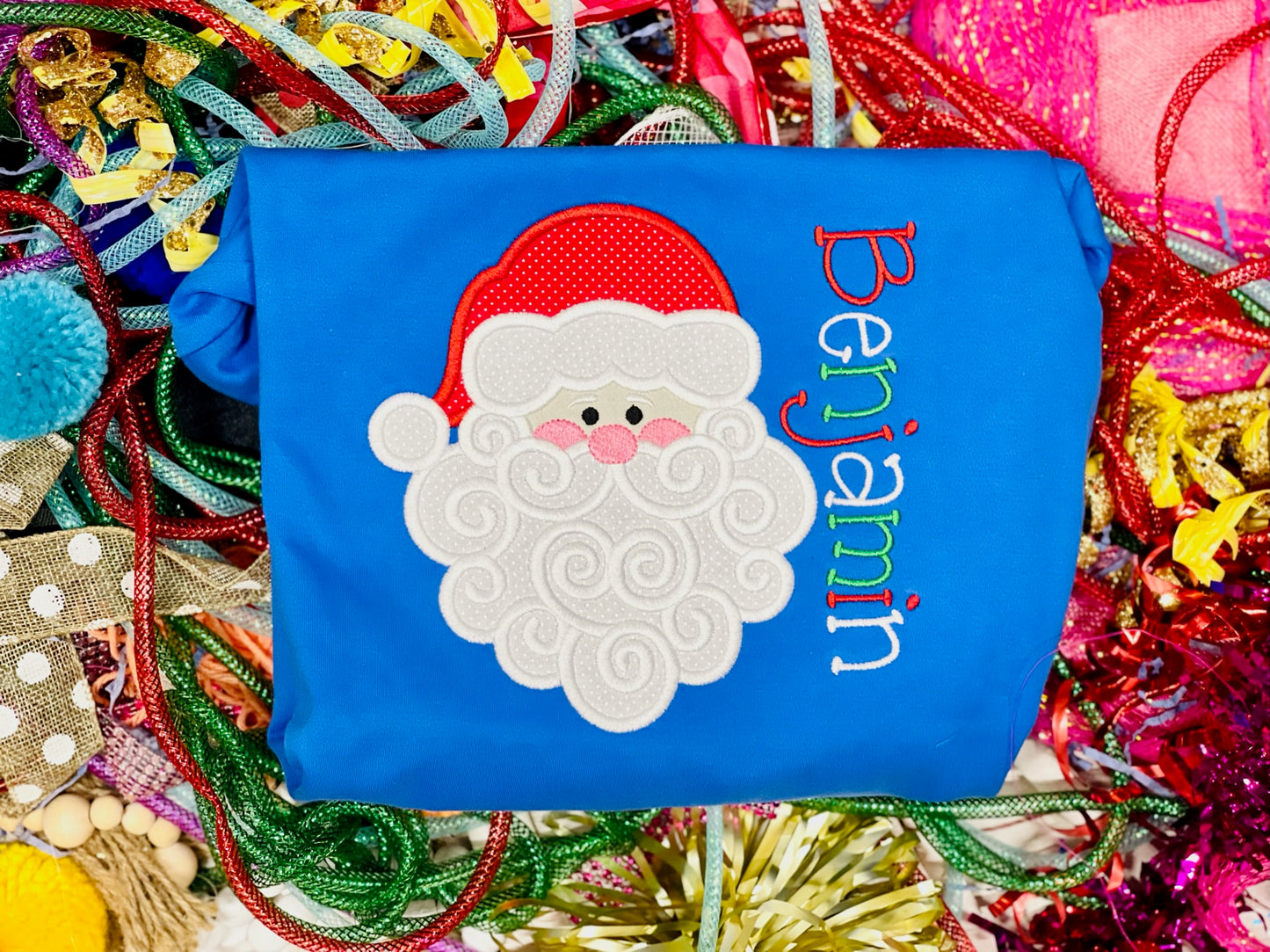 Custom Embroidery Santa Face Shirt