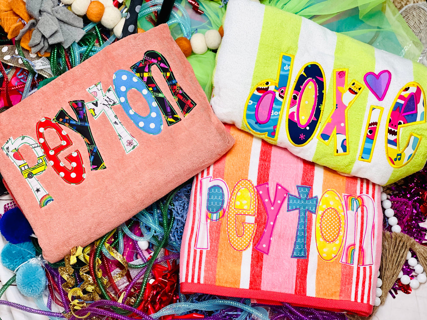 Embroidered Applique Towels *Several Colors*