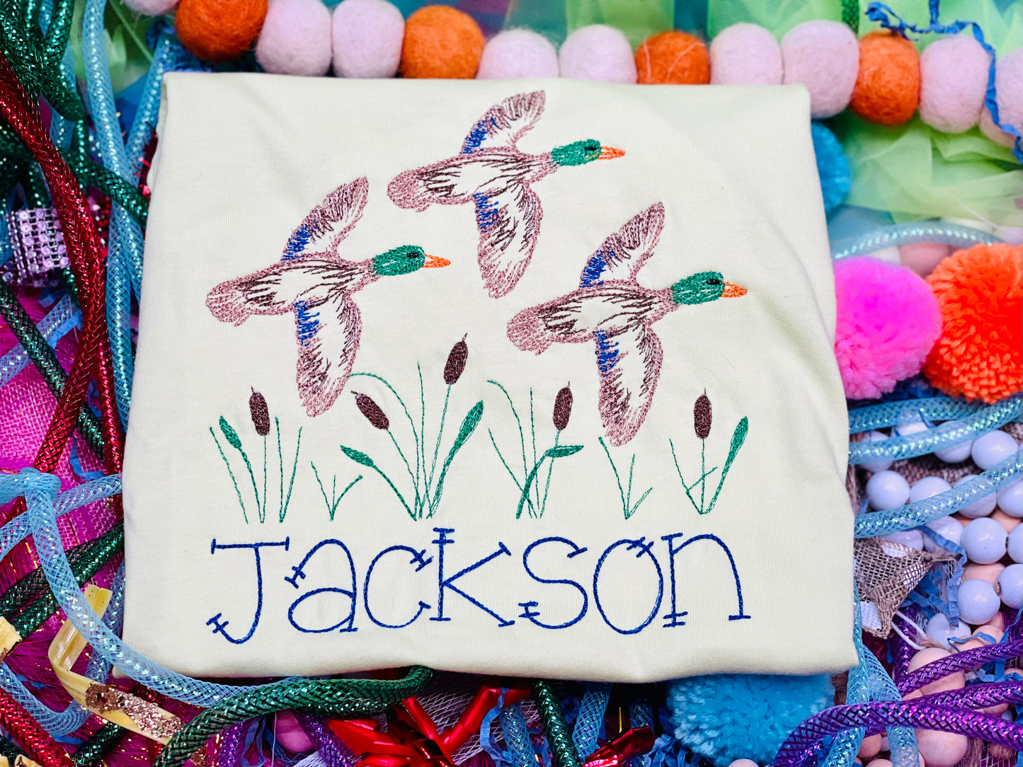 Custom Embroidery Ducks in the Field Shirt