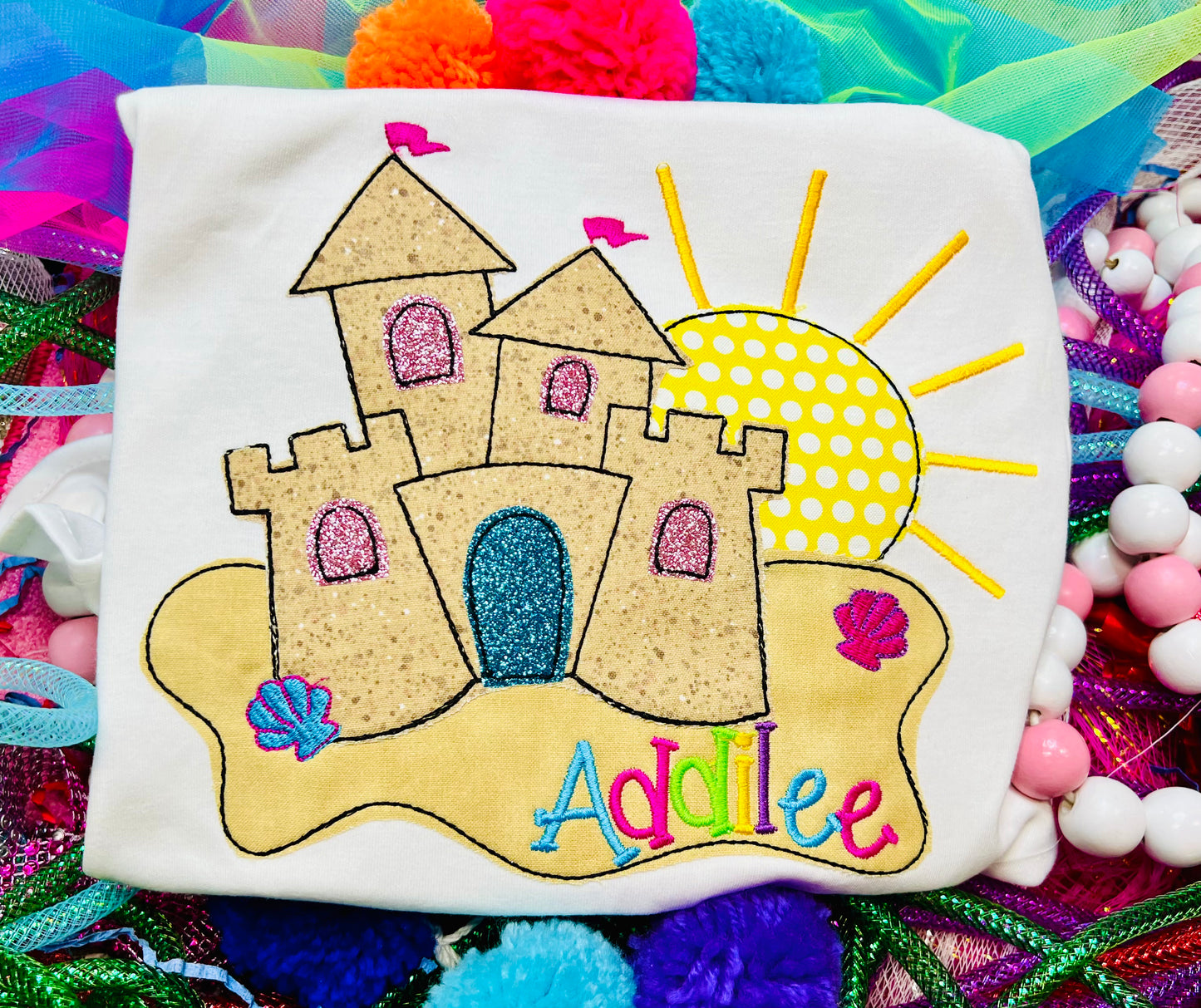 Custom Embroidery Sand Castle Shirt