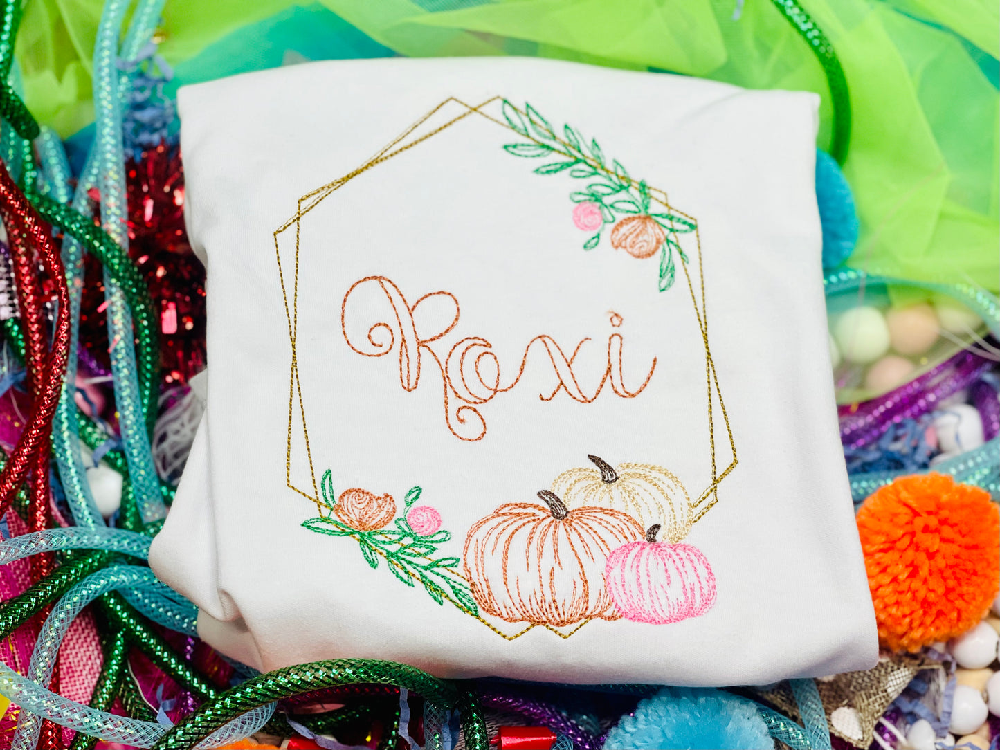 Custom Embroidery Pumpkin Shirt