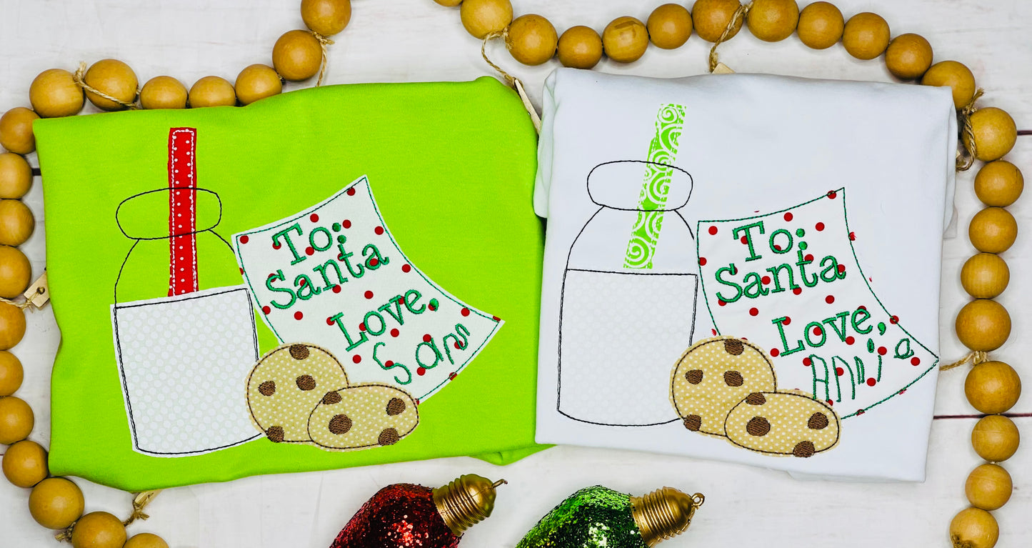 Christmas Milk & Cookies Top - With Child's Personal Handwriting!
