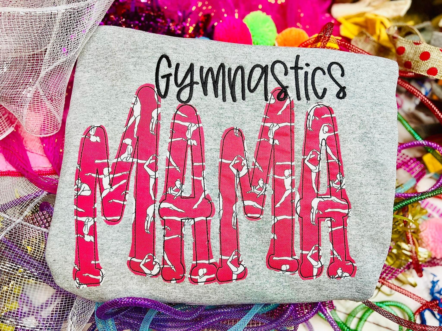 Custom Embroidered Cheer Tee or Sweatshirt with Cheer Fabric (Can put any letters/words underneath)