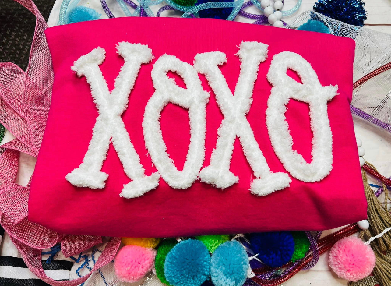 Embroidered Chenille Yarn XOXO Sweatshirt