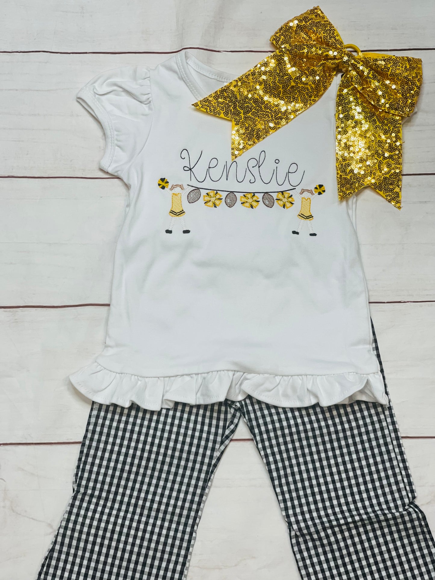 Football Cheerleader Embroidered Tee