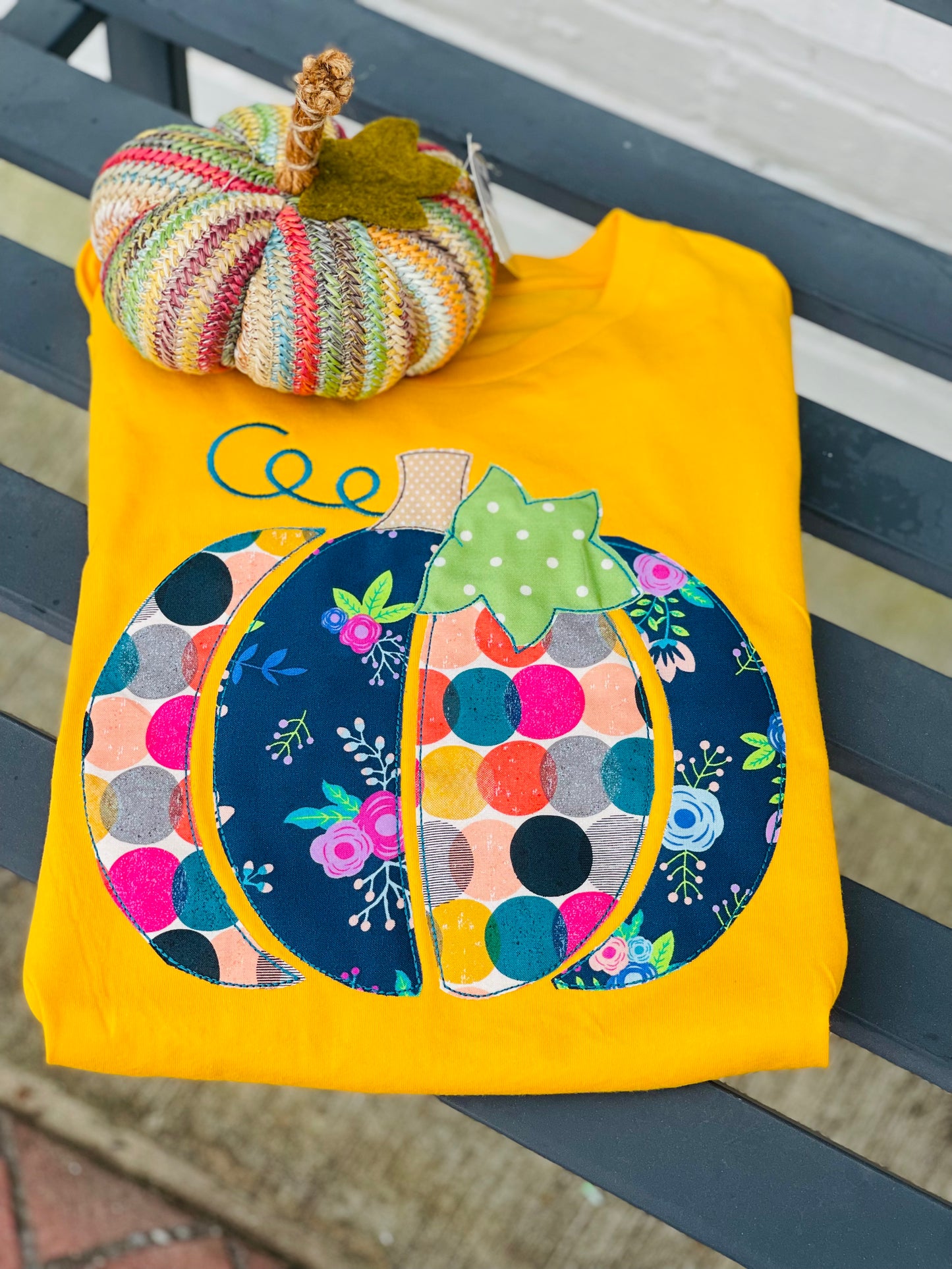 Embroidered Fabric Pumpkin Tee