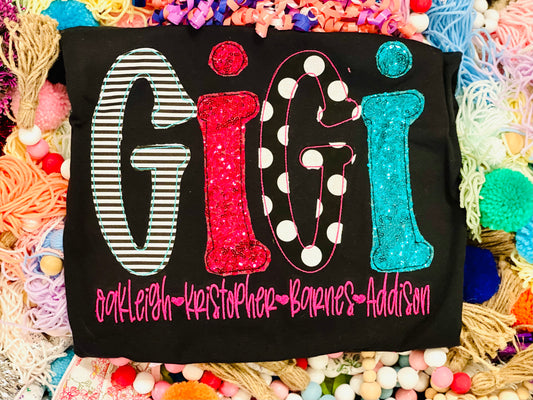 Custom Embroidered Gigi with grandkids Tee/Sweatshirt