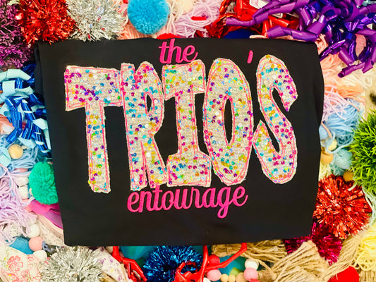 Embroidered the Trio’s entourage Colorful Sequin Fabric