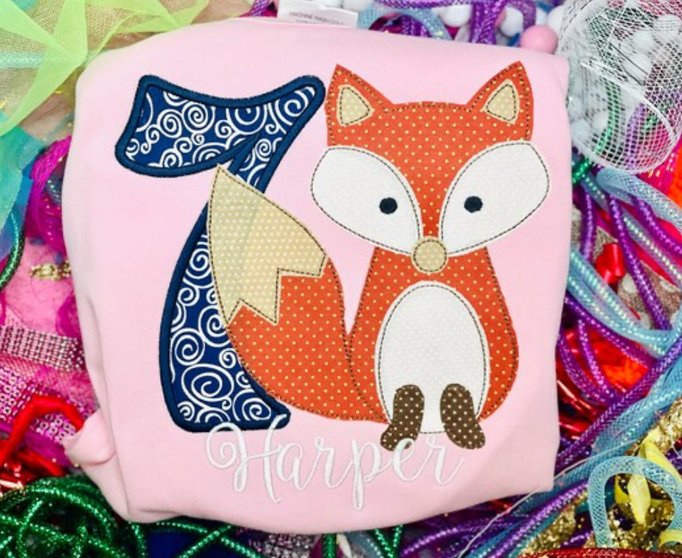 Embroidered Fox Theme Birthday Shirt