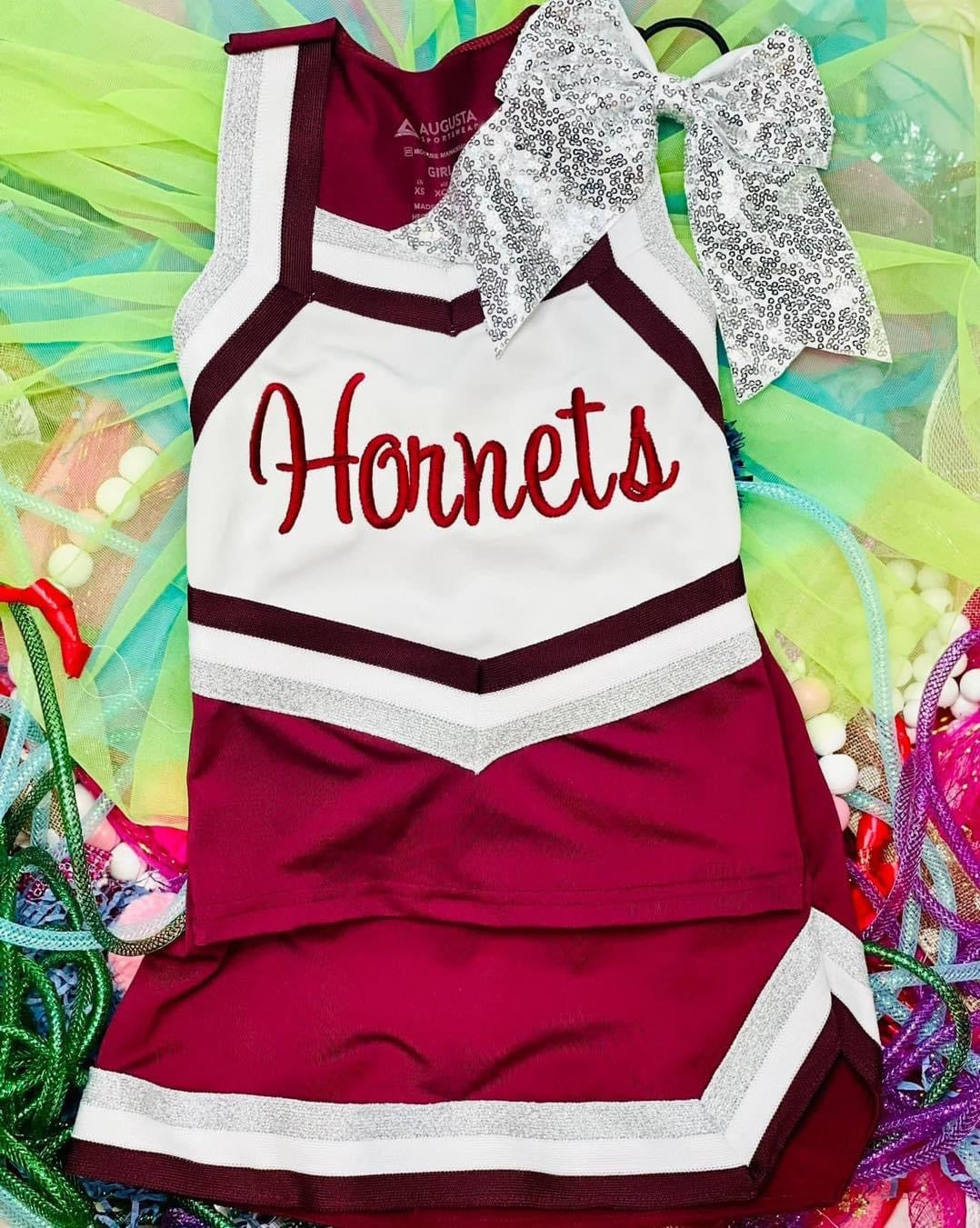 Embroidered Cheer Outfit *Includes Top, Skirt, and Matching Sparkle Bow*