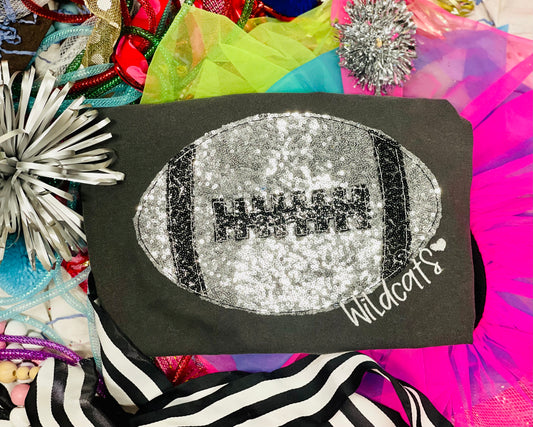 Embroidered Sequin Football Tee or Sweatshirt