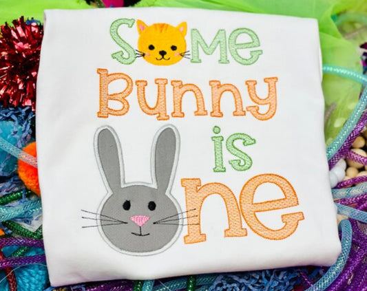 Embroidered Some Bunny Is One Theme Birthday Shirt