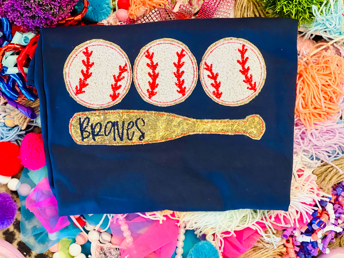 Custom Embroidered Baseball and Bat with Braves Tee/Sweatshirt