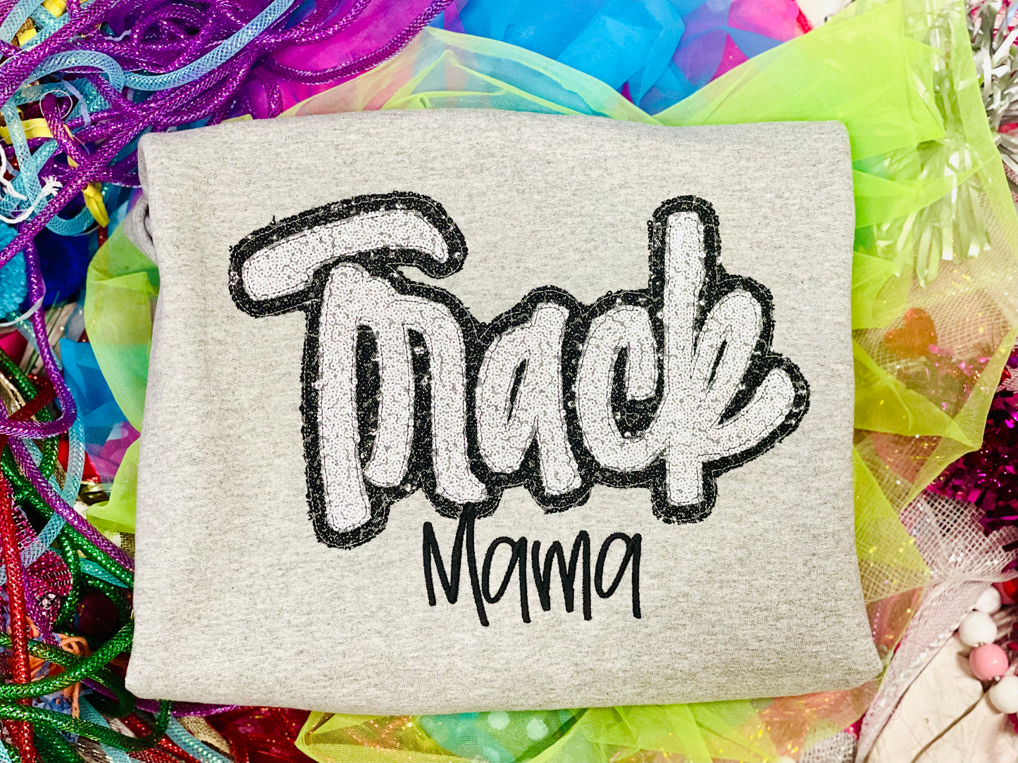CUSTOM Embroidered TRACK MAMA Top!