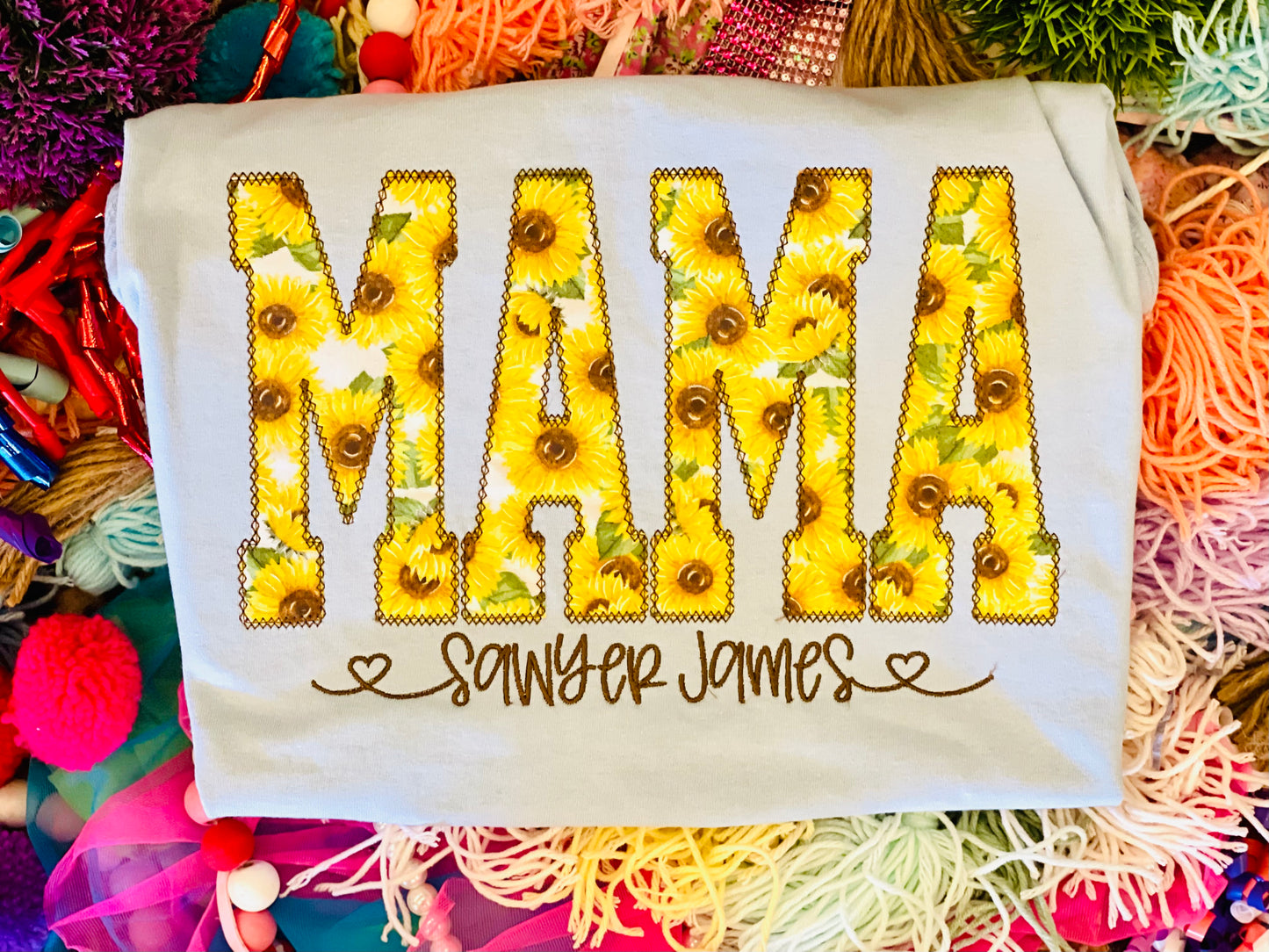 Custom sunflower Fabric MAMA Tee/Sweatshirt