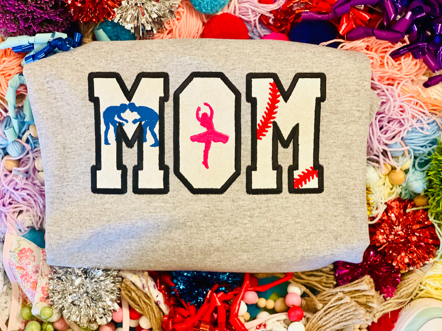 Embroidered Sports Mom Sweatshirt/Tee, Dance, Wrestling, Baseball