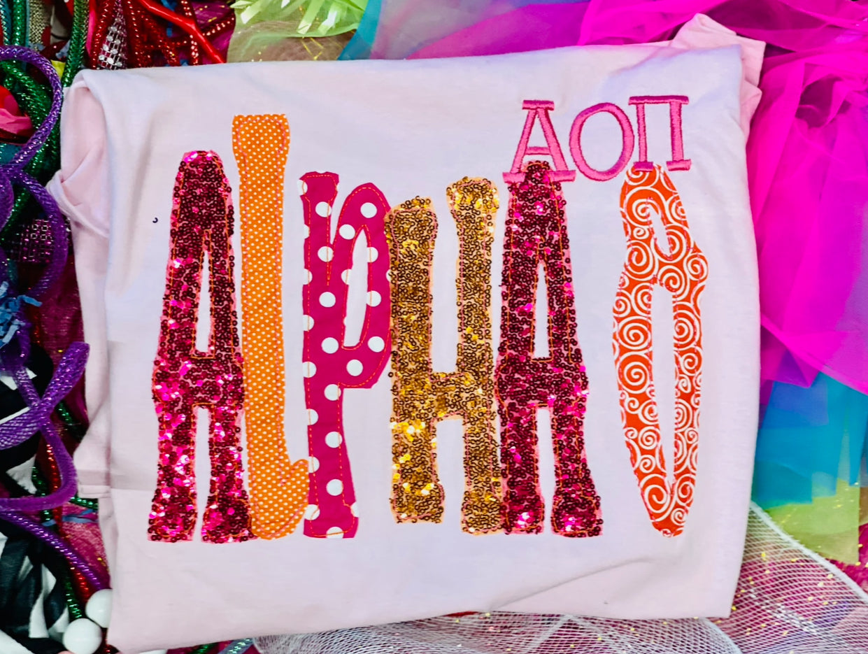 Embroidered Greek Letters Sweatshirt/Tee
