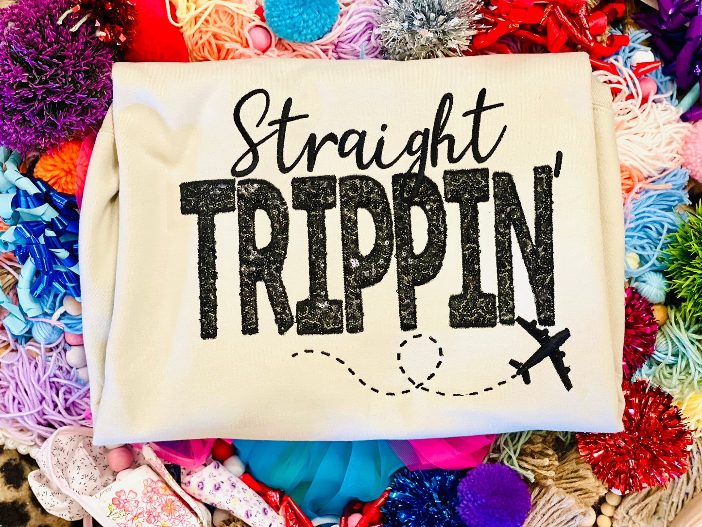 Embroidered Custom Vacation Trippin’ Airplane Tee/Sweatshirt