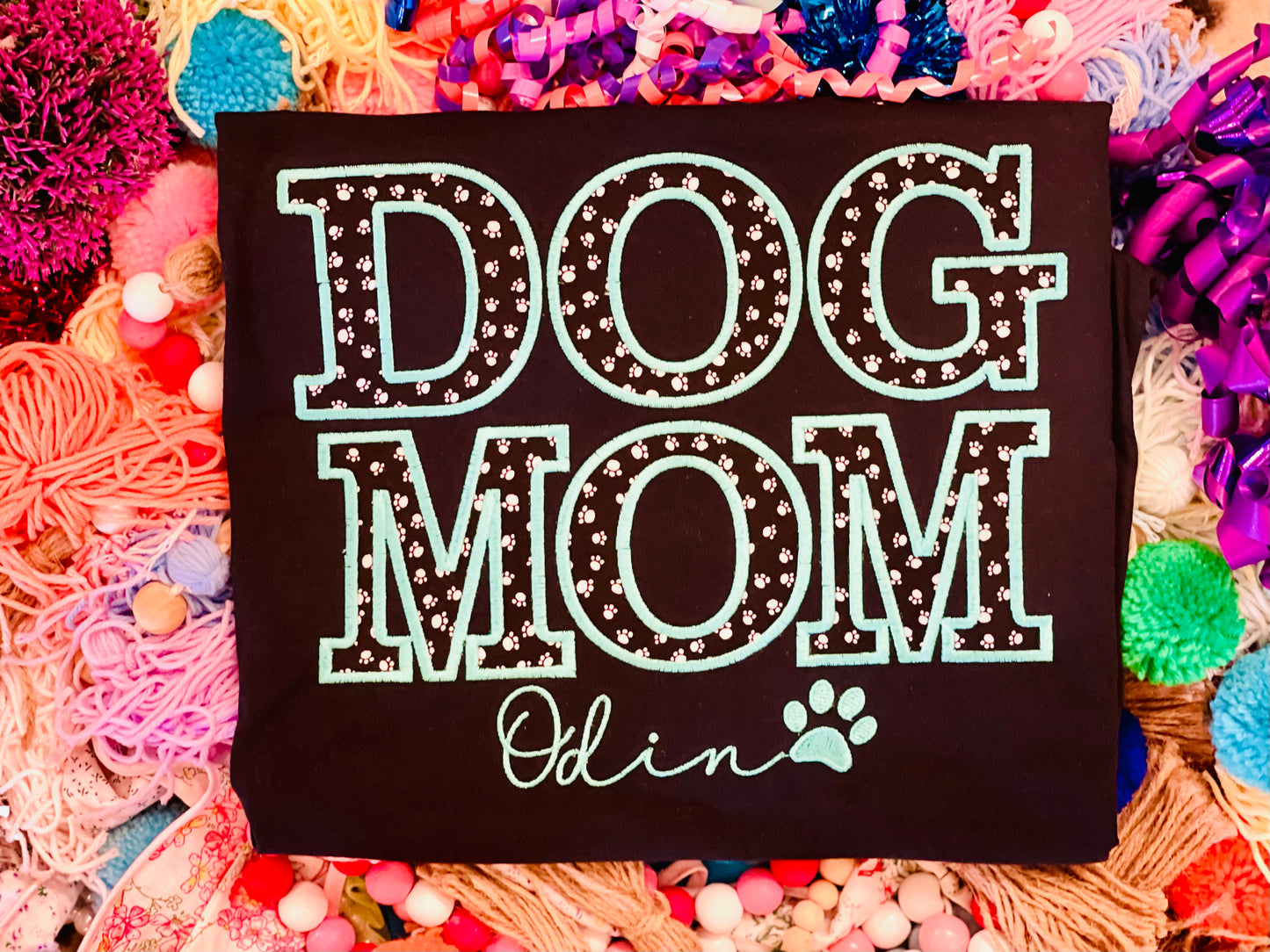 CUSTOM Embroidered DOG MOM tee/Sweatshirt Add any name!