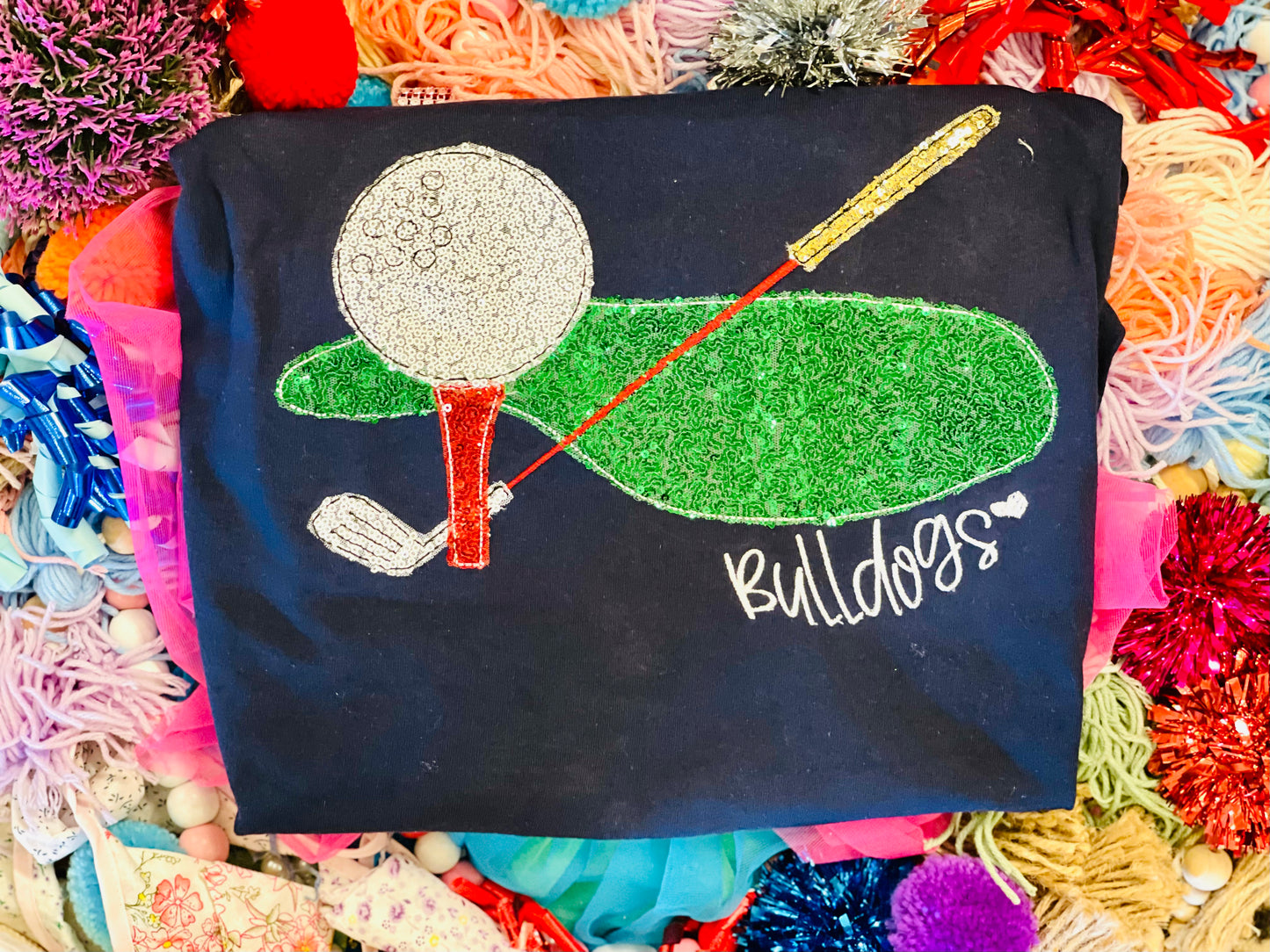 Embroidered Sequin Golf Tee or Sweatshirt